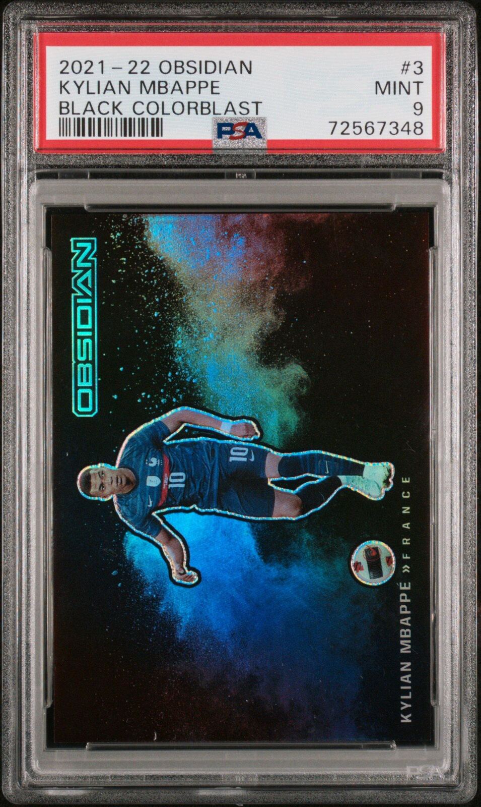 2021 Panini Obsidian Black Color Blast 3 Kylian Mbappe PSA 9
